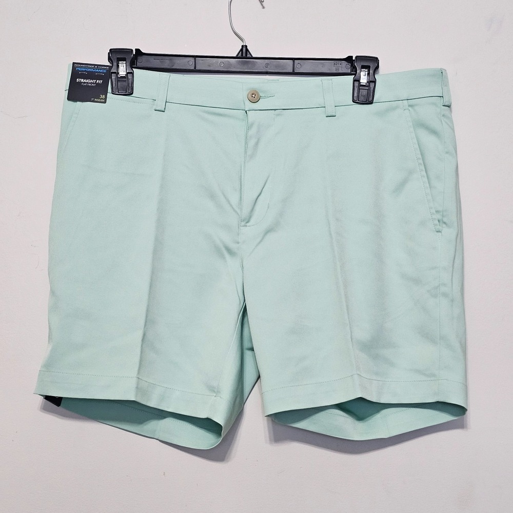 Mens Shorts 38 X 7 Mint Green Straight Fit Flat Front Elastic Waistband New 0991